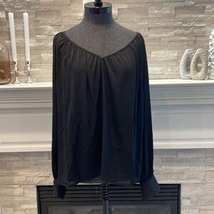 Nine West Black Office Wear Blouse Pinstripe Size XXL